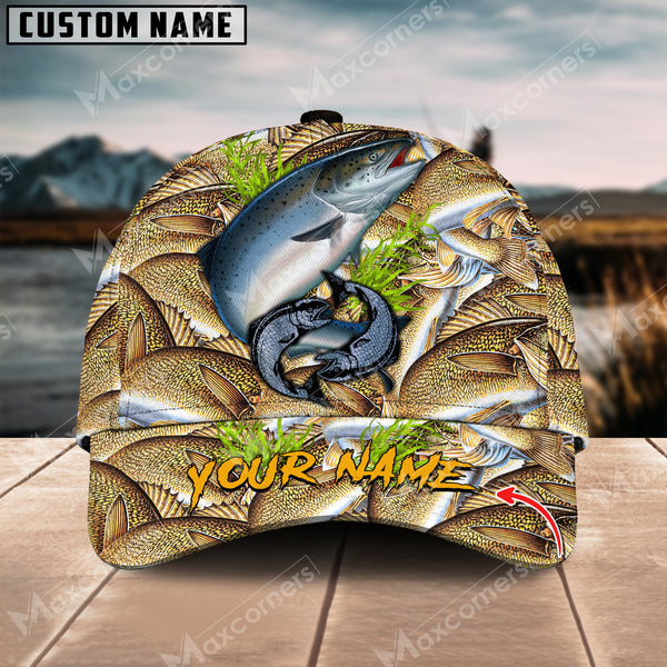 Maxcorners Personalized Chinook Fishing Pattern Classic 3D Cap