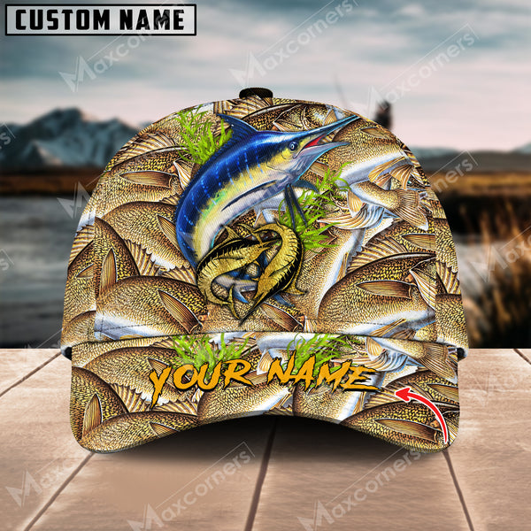 Maxcorners Personalized Marlin Fishing Pattern Classic 3D Cap