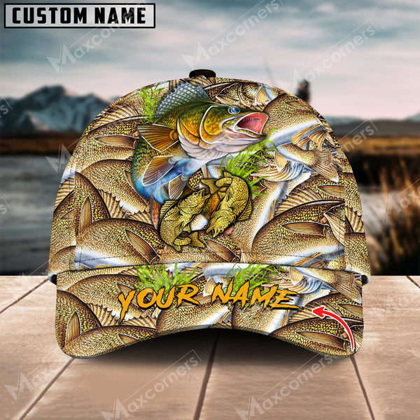 Maxcorners Personalized Walleyes Fishing Pattern Classic 3D Cap