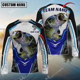 Maxcorners Bass Fishing Smoke Hexagon Pattern Pro Sport Jersey Personalized Name, Team Name Long Sleeve Shirt