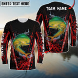 Maxcorners Mahi-mahi Fishing Red Smoke Pattern Sport Jersey Personalized Name Long Sweat Shirt