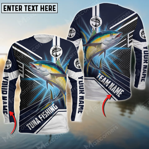 Maxcorners Tuna Fishing Bright Line Pattern Sport Jersey Personalized Name And Team Name Long Sweat Shirt