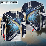 Maxcorners Marlin Fishing Bright Line Pattern Sport Jersey Personalized Name And Team Name Long Sweat Shirt