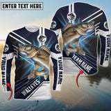 Maxcorners Walleyes Fishing Bright Line Pattern Sport Jersey Personalized Name And Team Name Long Sweat Shirt