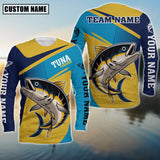 Maxcorners Tuna Fishing V Line Blue Pattern Sport Jersey Personalized Name Long Sweat Shirt