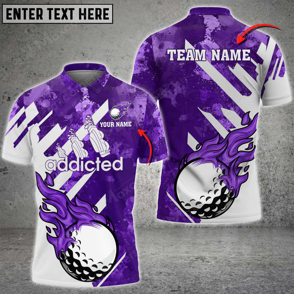 Max Corner Customized Name Addicted Fire Golf Ball Multicolor Sport Jersey Pattern Custom 3D Polo Shirt