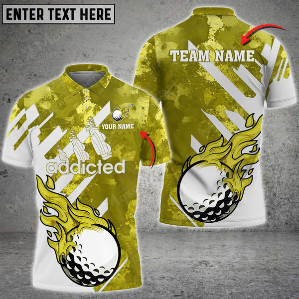 Max Corner Customized Name Addicted Fire Golf Ball Multicolor Sport Jersey Pattern Custom 3D Polo Shirt