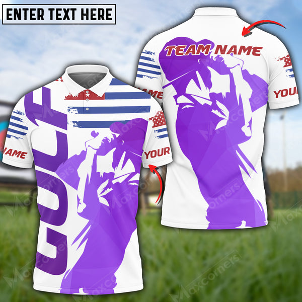 Maxcorners Sport Jersey Skin Golf Ball Golf Lover Shadow Art US Flag Multicolor Option Customized Name 3D Shirt