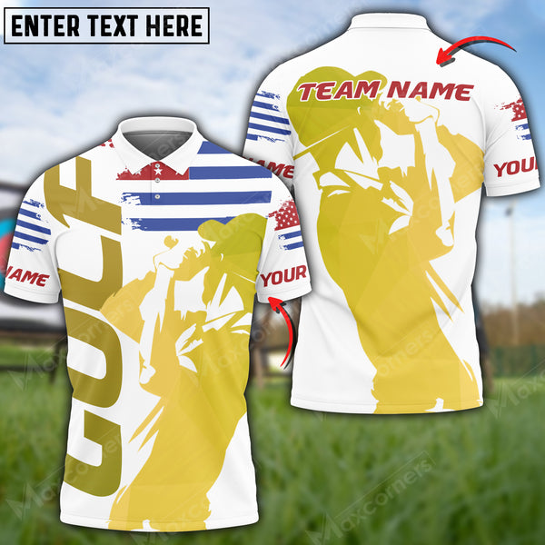 Maxcorners Sport Jersey Skin Golf Ball Golf Lover Shadow Art US Flag Multicolor Option Customized Name 3D Shirt