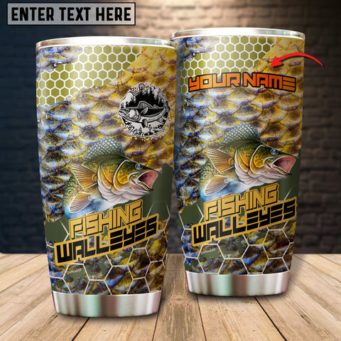 Maxcorners Walleyes Fishing Skin Pattern Tumbler Customize Name