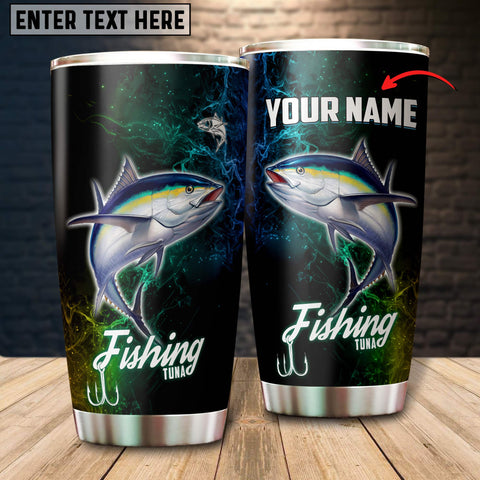 Maxcorners Tuna Fishing Color Smoke Pattern Tumbler Customize Name