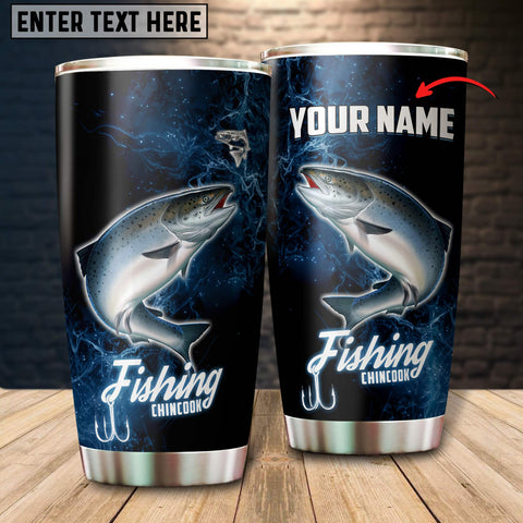 Maxcorners Chinook Fishing Color Smoke Pattern Tumbler Customize Name