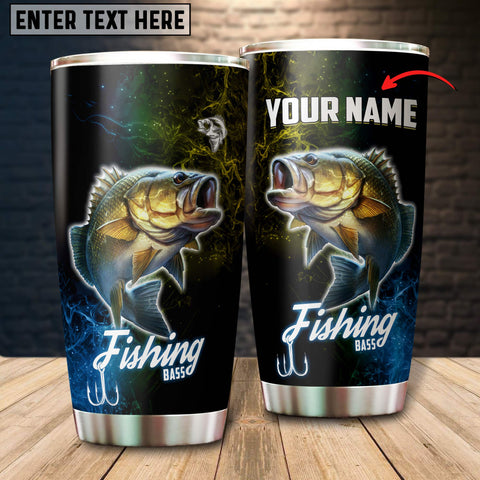 Maxcorners Bass Fishing Color Smoke Pattern Tumbler Customize Name