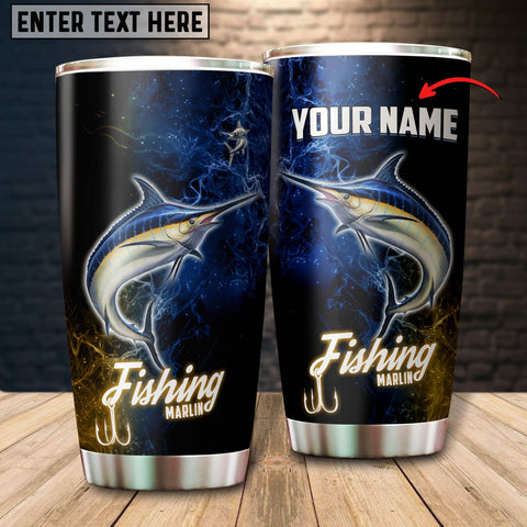 Maxcorners Marlin Fishing Color Smoke Pattern Tumbler Customize Name