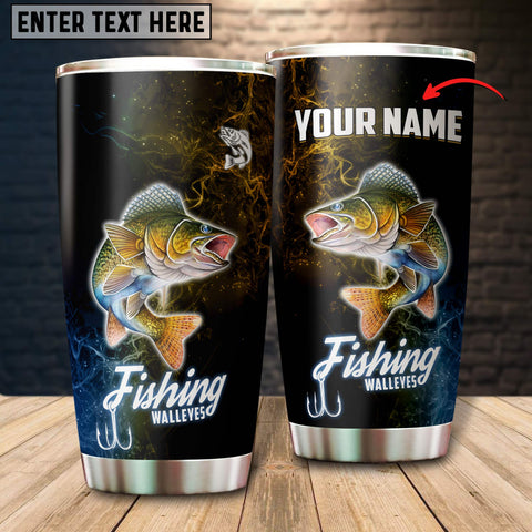 Maxcorners Walleyes Fishing Color Smoke Pattern Tumbler Customize Name