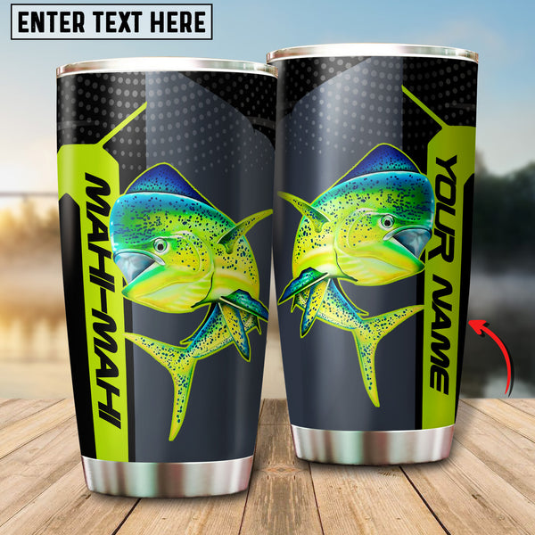 Maxcorners Mahi-mahi Fishing Green Line Tumbler Customize Name