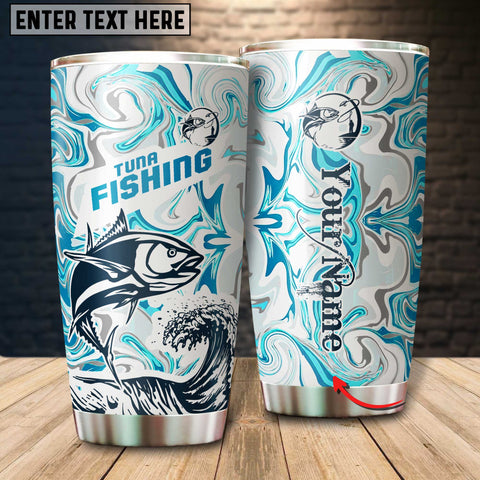 Maxcorners Tuna Fishing Color Salt Water Pattern Tumbler Customize Name