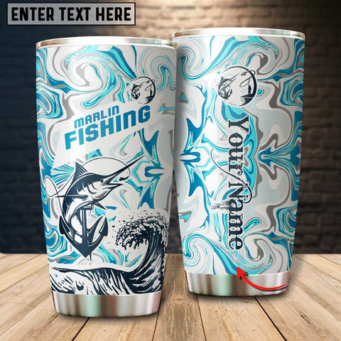 Maxcorners Marlin Fishing Color Salt Water Pattern Tumbler Customize Name