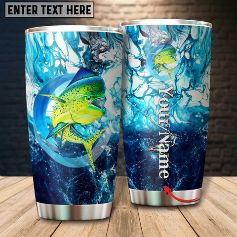 Maxcorners Mahi-mahi Fishing Color Circle Of Water Pattern Tumbler Customize Name