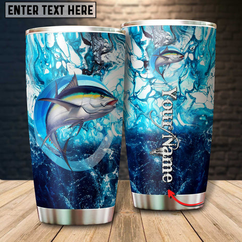 Maxcorners Tuna Fishing Color Circle Of Water Pattern Tumbler Customize Name