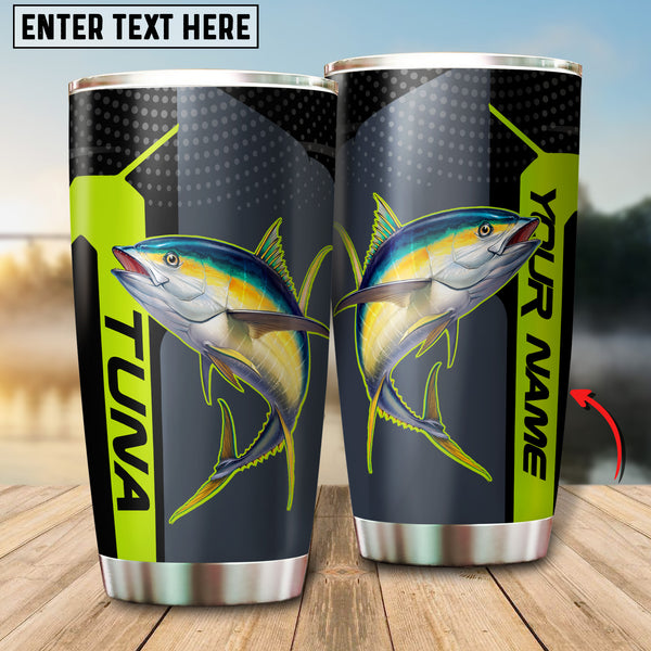 Maxcorners Tuna Fishing Green Line Tumbler Customize Name