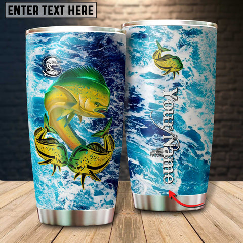 Maxcorners Mahi-mahi Fishing Color Water Flow Pattern Tumbler Customize Name