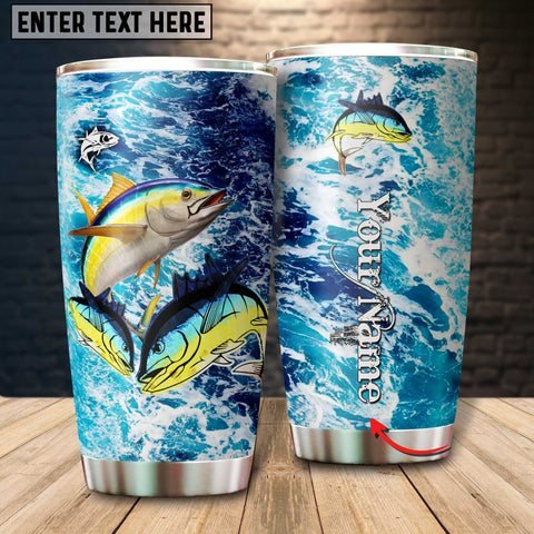 Maxcorners Tuna Fishing Color Water Flow Pattern Tumbler Customize Name