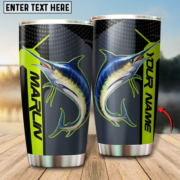 Maxcorners Marlin Fishing Green Line Tumbler Customize Name