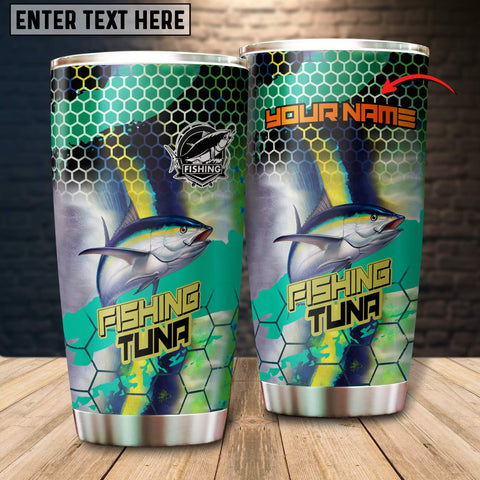 Maxcorners Tuna Fishing Skin Pattern Tumbler Customize Name