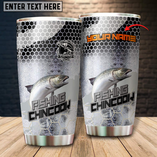 Maxcorners Chinook Fishing Skin Pattern Tumbler Customize Name