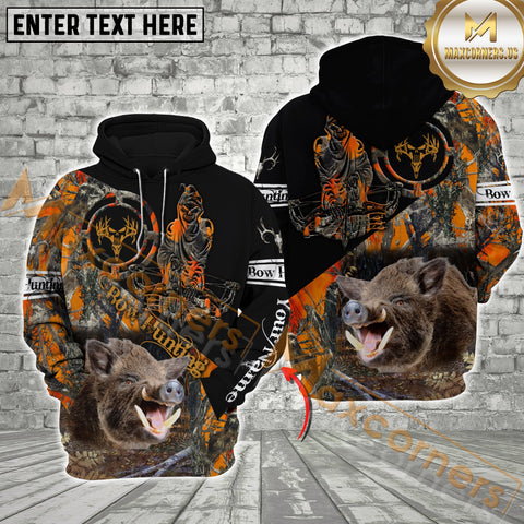 Maxcorners Boar Hunting Orange Camo Reaper Pattern  Custom Name Shirt 3D All Over Printed Clothes