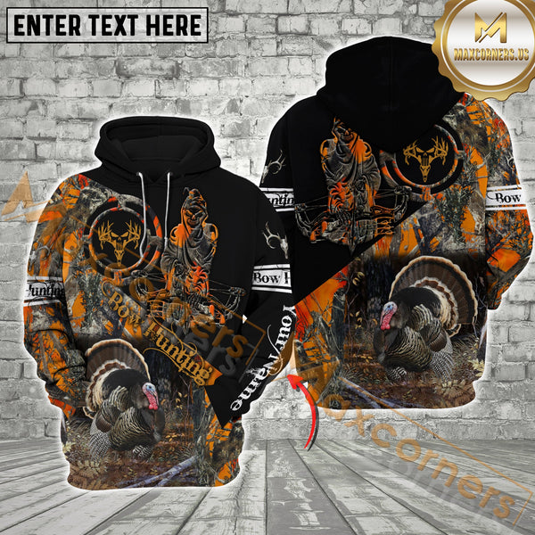 Maxcorners Turkey Hunting Orange Camo Reaper Pattern  Custom Name Shirt 3D All Over Printed Clothes