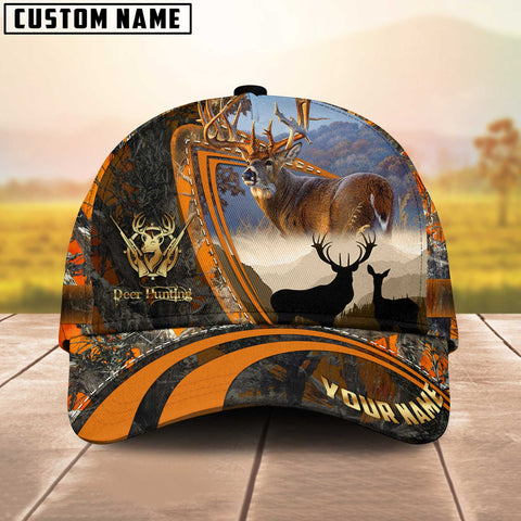 Maxcorners Majestic Deer Hunting Leather Pattern Multicolor Personalized Name 3D Cap