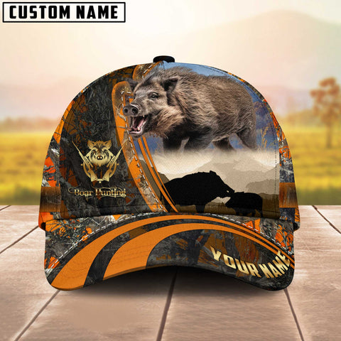 Maxcorners Majestic Boar Hunting Leather Pattern Multicolor Personalized Name 3D Cap