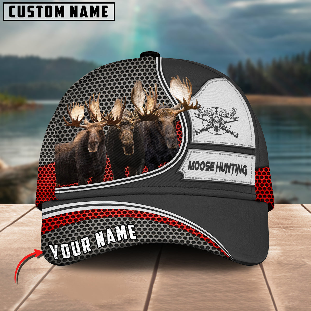 Maxcorners Ultimate Wild Moose Hunting Multicolor Personalized Name 3D Cap