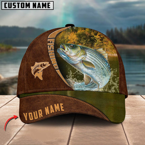 Maxcorners Personalized Stripped Bass Brown Classic 3D Cap