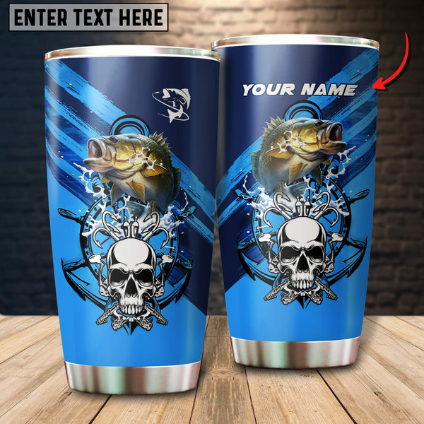 Maxcorners Bass Fishing Skull Art Tumbler Customize Name