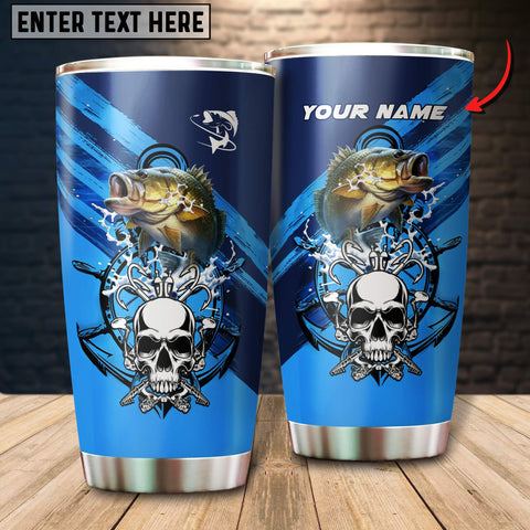 Maxcorners Bass Fishing Skull Art Tumbler Customize Name