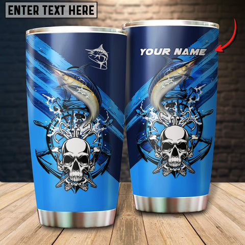 Maxcorners Marlin Fishing Skull Art Tumbler Customize Name