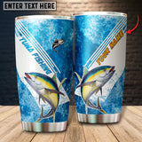 Maxcorners Tuna Fishing Color Blue Line Art Pattern Tumbler Customize Name
