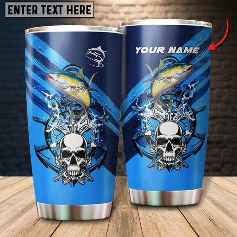 Maxcorners Tuna Fishing Skull Art Tumbler Customize Name