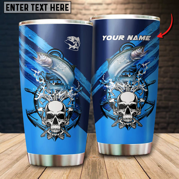 Maxcorners Chinook Fishing Skull Art Tumbler Customize Name