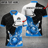 MaxCorners Bowling and Pins Fire Multicolored Bowling Jerseys Custom Name And Team 3D Polo Shirt (4 Colors)