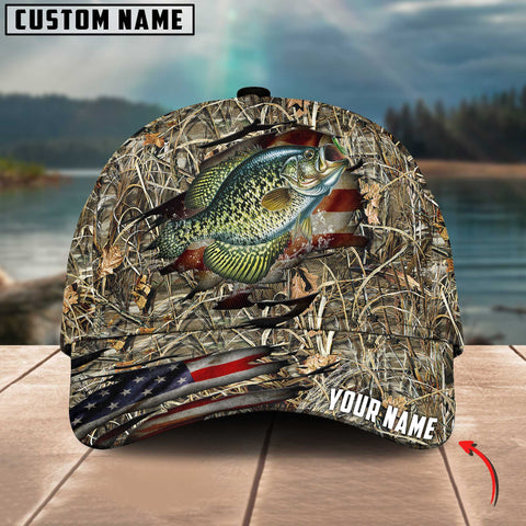 Maxcorners Personalized Crappie Fishing Premium Crack Camo Classic 3D Cap