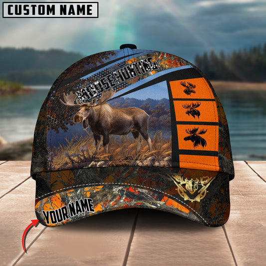Maxcorners Moose Hunting Spot Pattern Multicolor Personalized Name 3D Cap (2 colors)