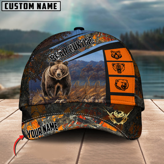 Maxcorners Bear Hunting Spot Pattern Multicolor Personalized Name 3D Cap (2 colors)