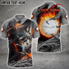 Max Corner Customized Name Flame Wolf Fire Golf Ball Multicolor Smoke Pattern Custom 3D Polo Shirt