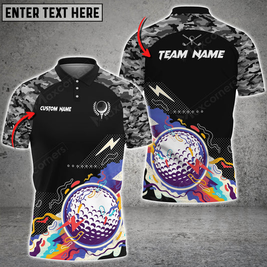Maxcorners Golf Ball Smoke Camo Pattern For Golf Lovers Multicolor Option Customized Name 3D Shirt
