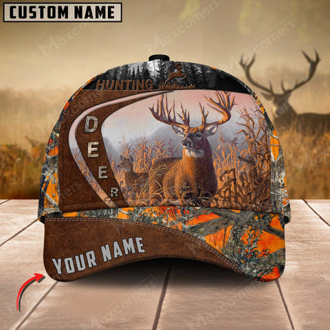 Maxcorners Flag Deer Hunting Leather Pattern Personalized Hats 3D Multicolored