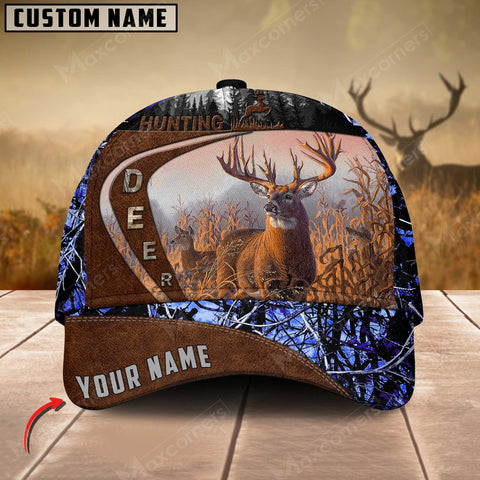 Maxcorners Flag Deer Hunting Leather Pattern Personalized Hats 3D Multicolored